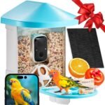 Smart Bird Feeder with Camera, 2K HD AI Identify 10,000+ Bird Species, Solar-Powered Bird Watching Camera with Auto Capture & Instant Notify, Wireless Outdoor Ideal Gift for Bird Lovers (Green)