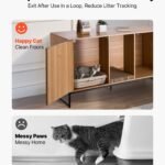 Cat Litter Box Enclosure Furniture, 47.2 in Hidden Litter Box Cabinet with Scratch Pad & Storage, Waterproof Cat Washroom End Table Cat House, Fit Most of Litterbox, for Bedroom Living Room