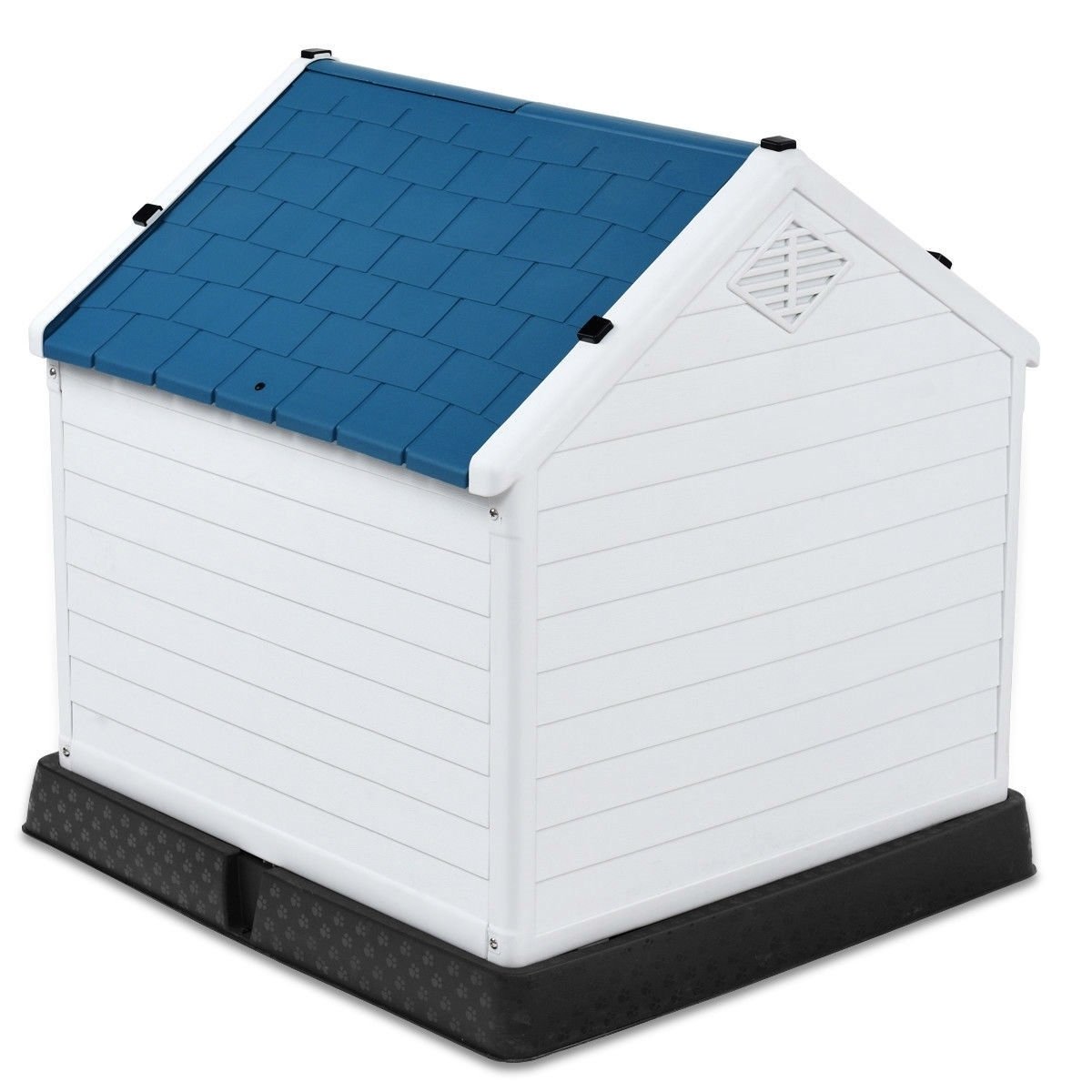 Medium size Dog House Outdoor White Blue Plastic with Elevated Floor - Image 3