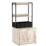 Cat Litter Box Enclosure, Hidden Litter Box Furniture with 2 Storage Shelves & 2 Baskets, Wooden Cat Washroom Indoor, Cat House Cabinet Fit Most of Litter Box, 23.6"L x 19.7"W x 50"H, Natural